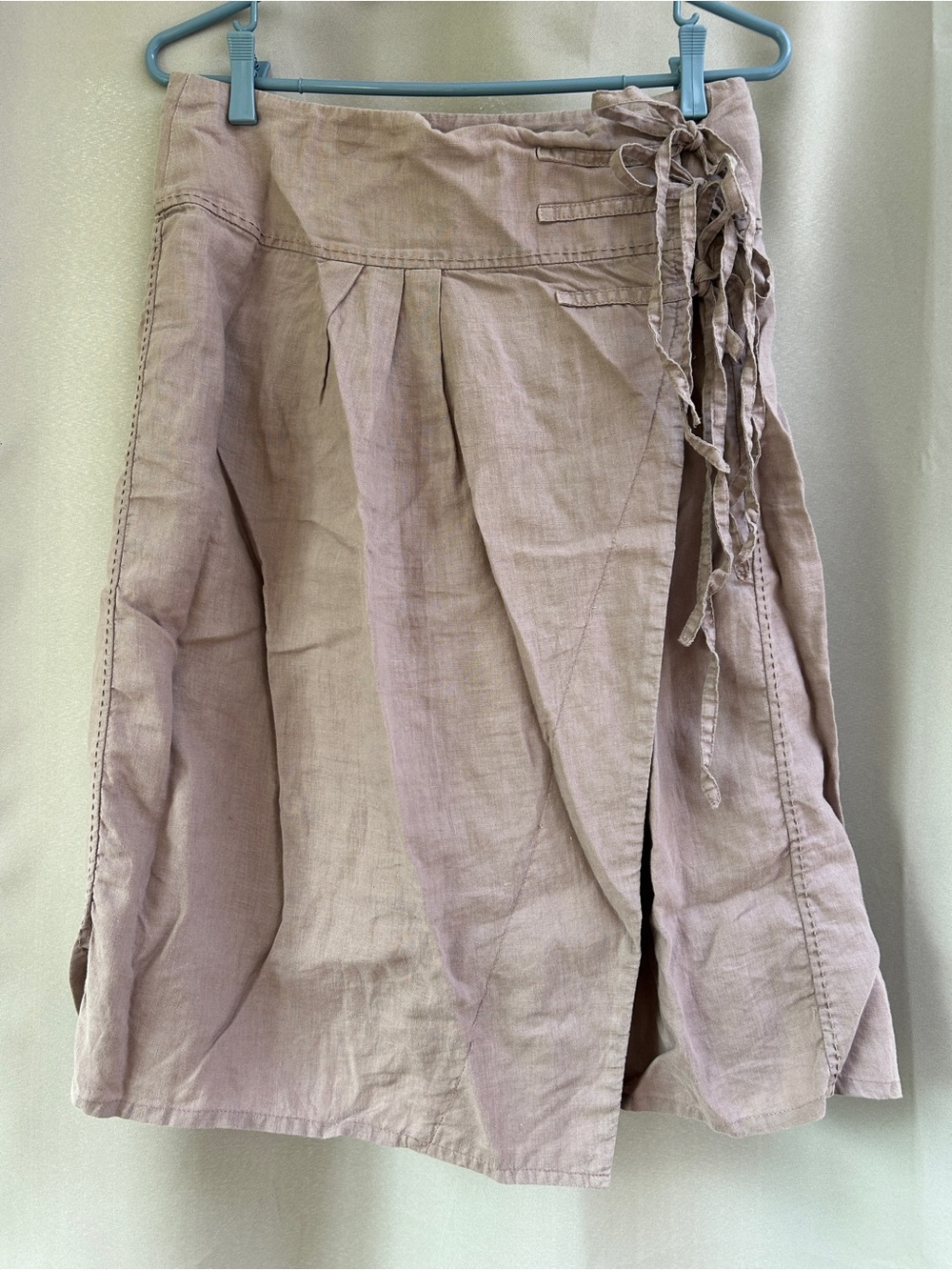 Women’s linen Lavender Wrap Skirt with Side Ties a-line
